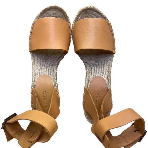 J.Crew Women’s Brown Leather Ankle Strap Wedge Espadrilles Sandals Size 7 - Picture 5 of 10